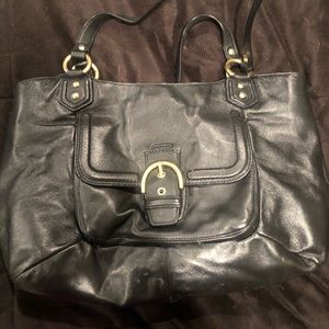 black leather coach purse